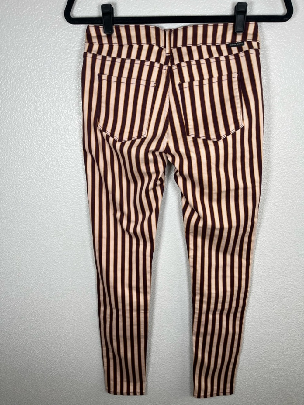 Scotch & Soda La Bohemienne Mid Rise Skinny Maroon Striped Pants - Picture 6 of 9